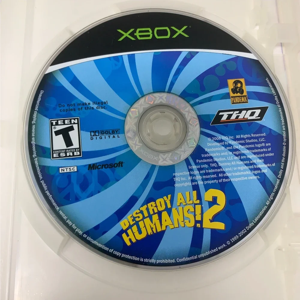 Destroy All Humans 1 & 2 Xbox Alien Invasion Game Discs Only Untested